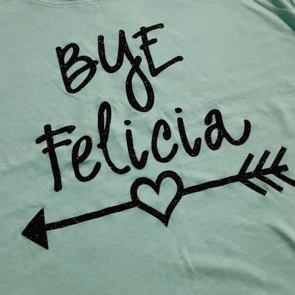 Mint Green Fringe Kids Top Fun Quote Bye FELICIA - Picture 2 of 3